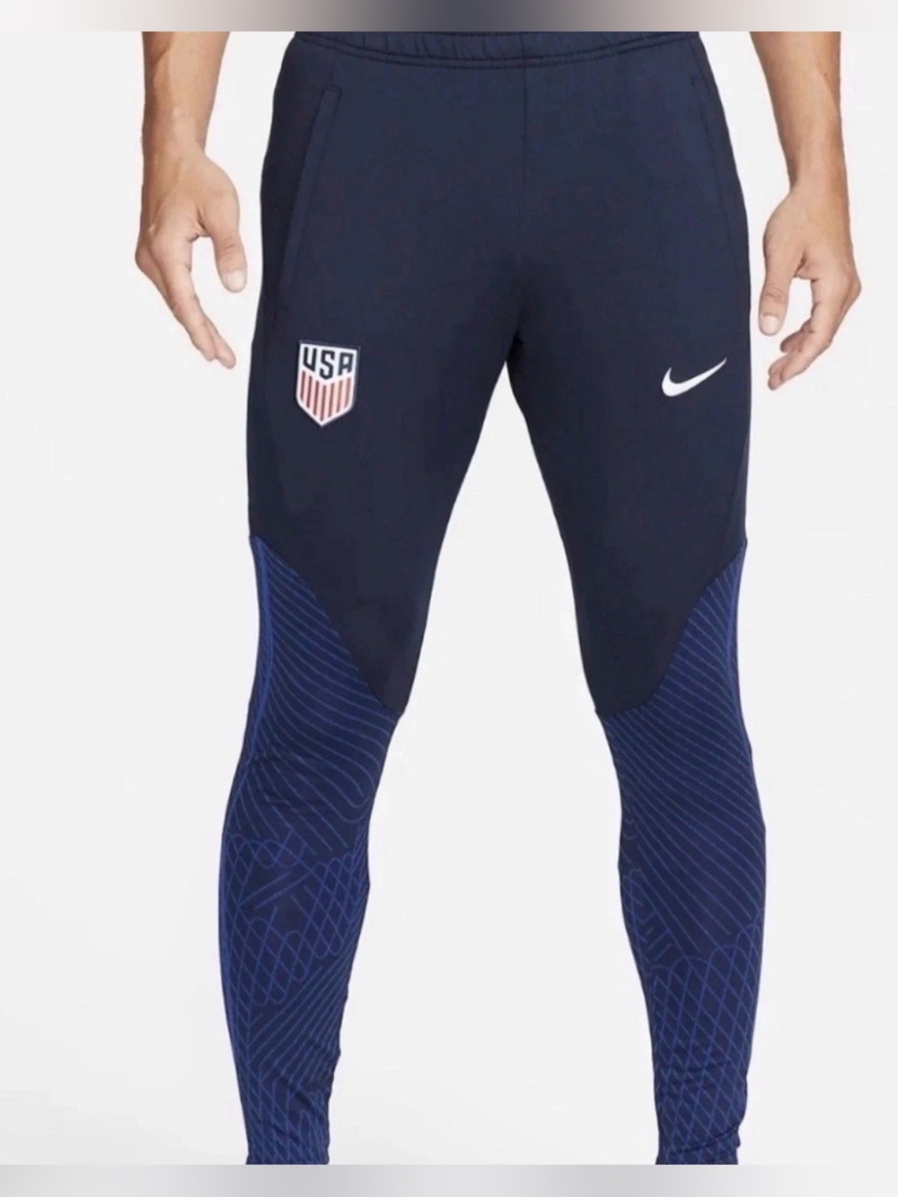USA Soccer Pants Mens Large Blue National Team Training Nike Dri-FIT Slim Fit